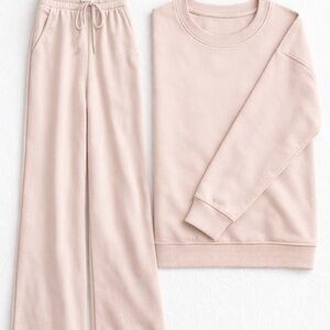 Amazon Women's Wide Leg Crew Lounge Set in Soft Cream